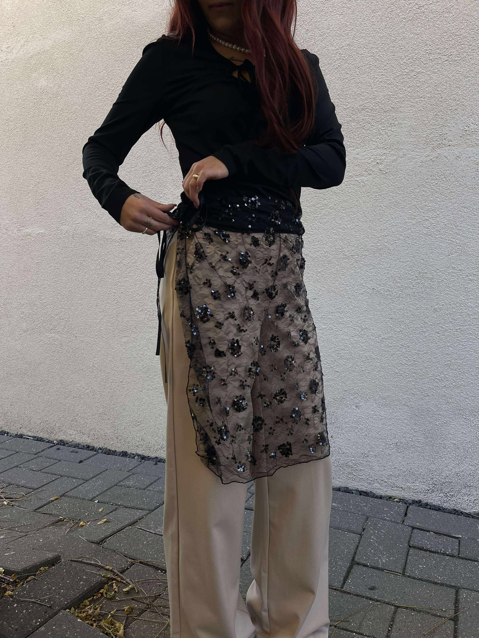 PCNATASJA Midi Skirt - Black